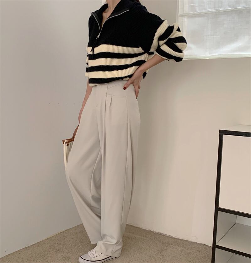 【tops】ボーダー柄ニットセーター　M26978