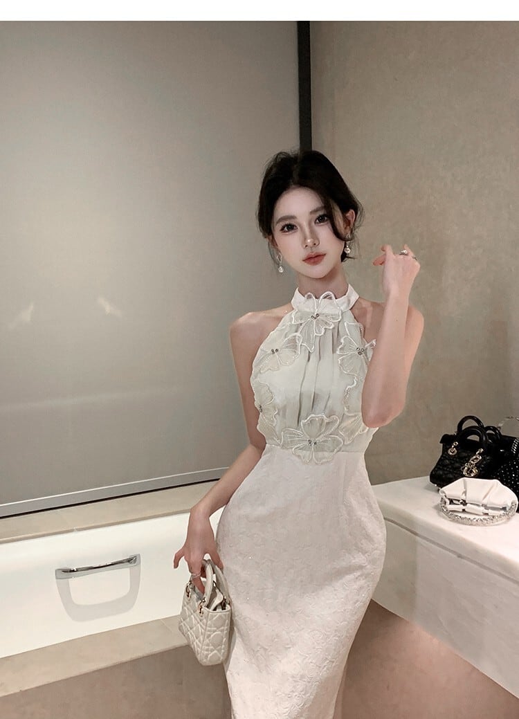 【dress】ホルターネック体型カバーワンピースG21012