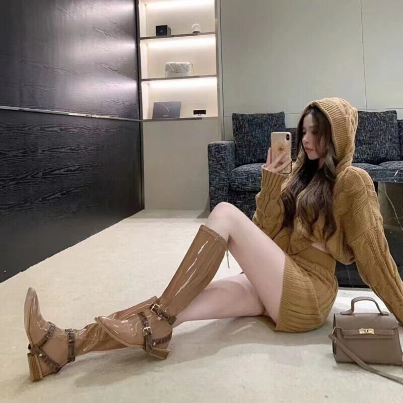 【set】気質満点レトロオシャレニットトップス+ハイウエストタイトスカート２点セット G9482