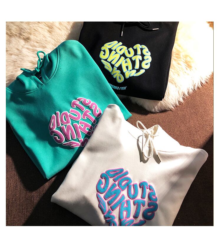 【tops】韓国ファッションINS風フード付き長袖英字柄配色ゆったり着回しF0805