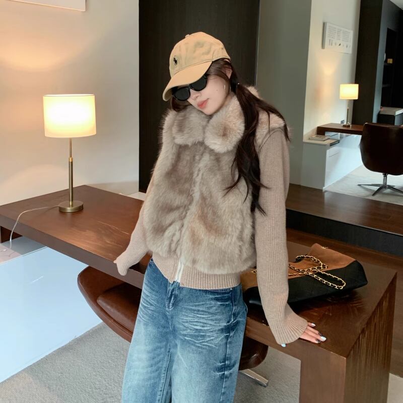 【outer】2WAYファードッキングニットカーディガン Q7133