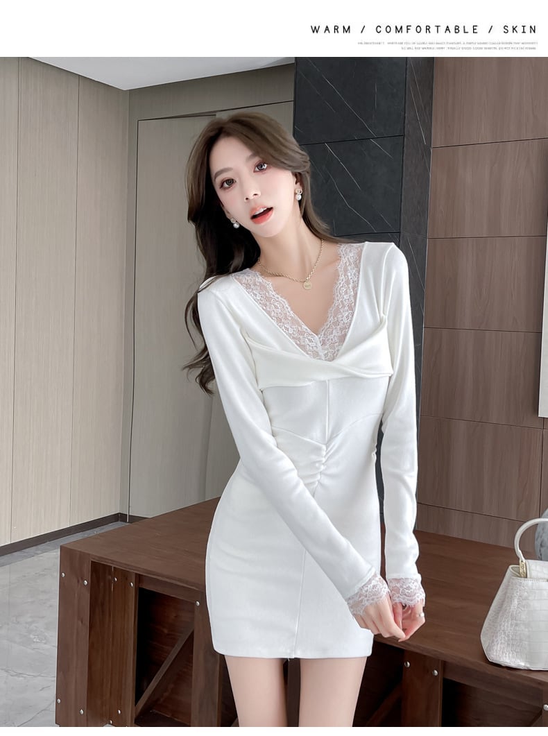 【dress】レース切り替えワンピース　M27426