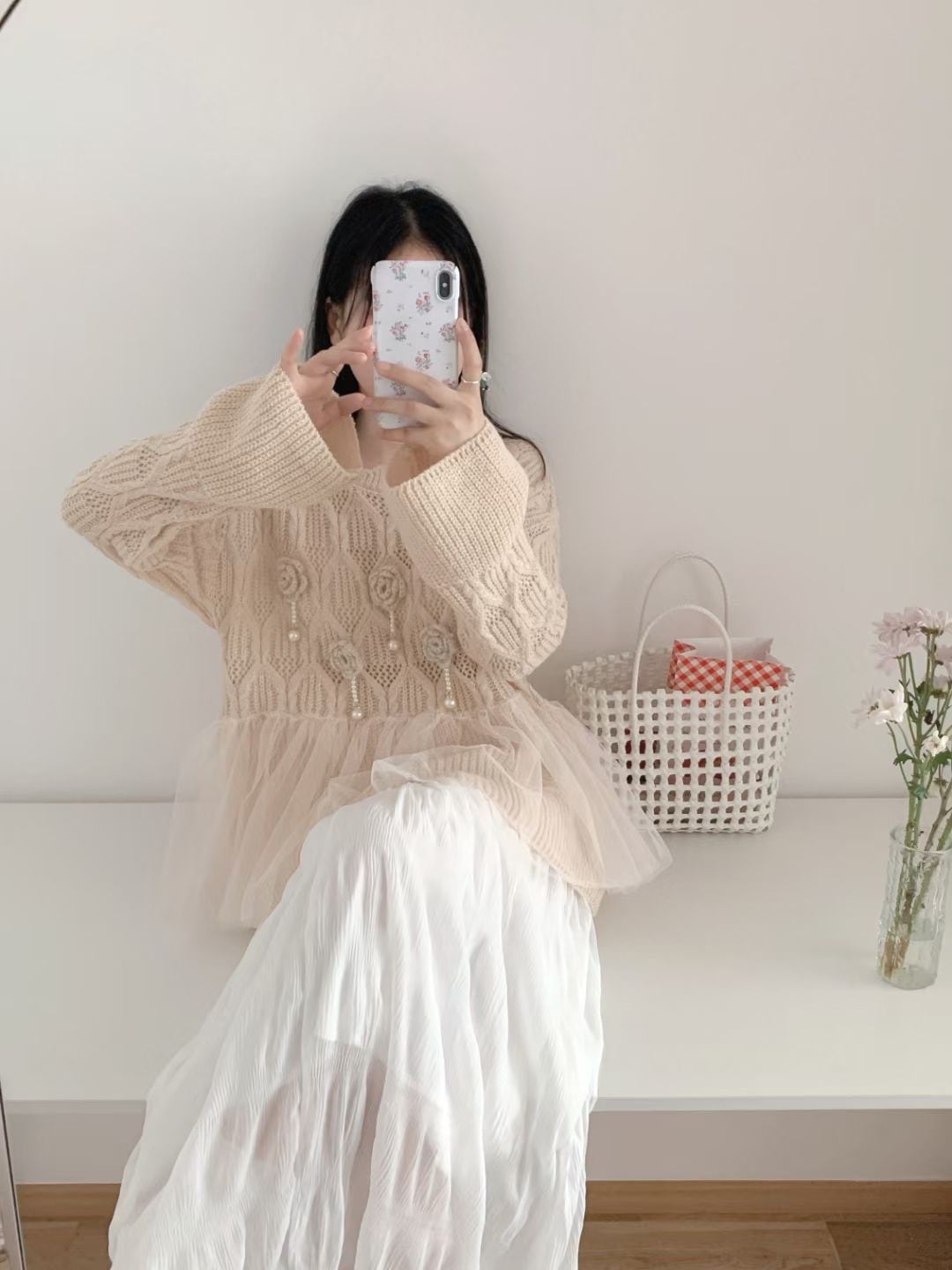 【tops】立体フラワーニットセーター　M25778