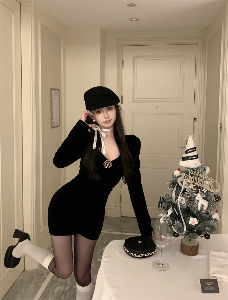 【dress】Vネックデートワンピース　M28237