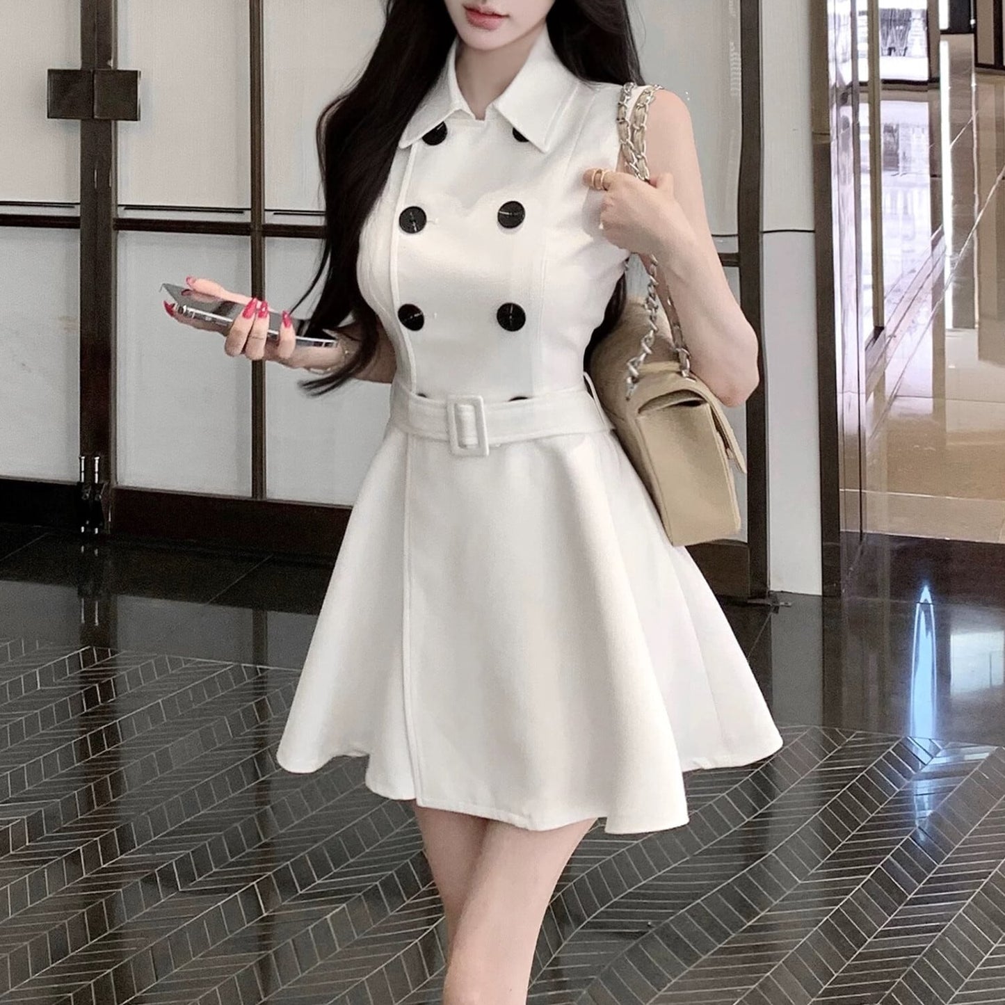 【dress】ダブルボタンミニワンピース　N3151