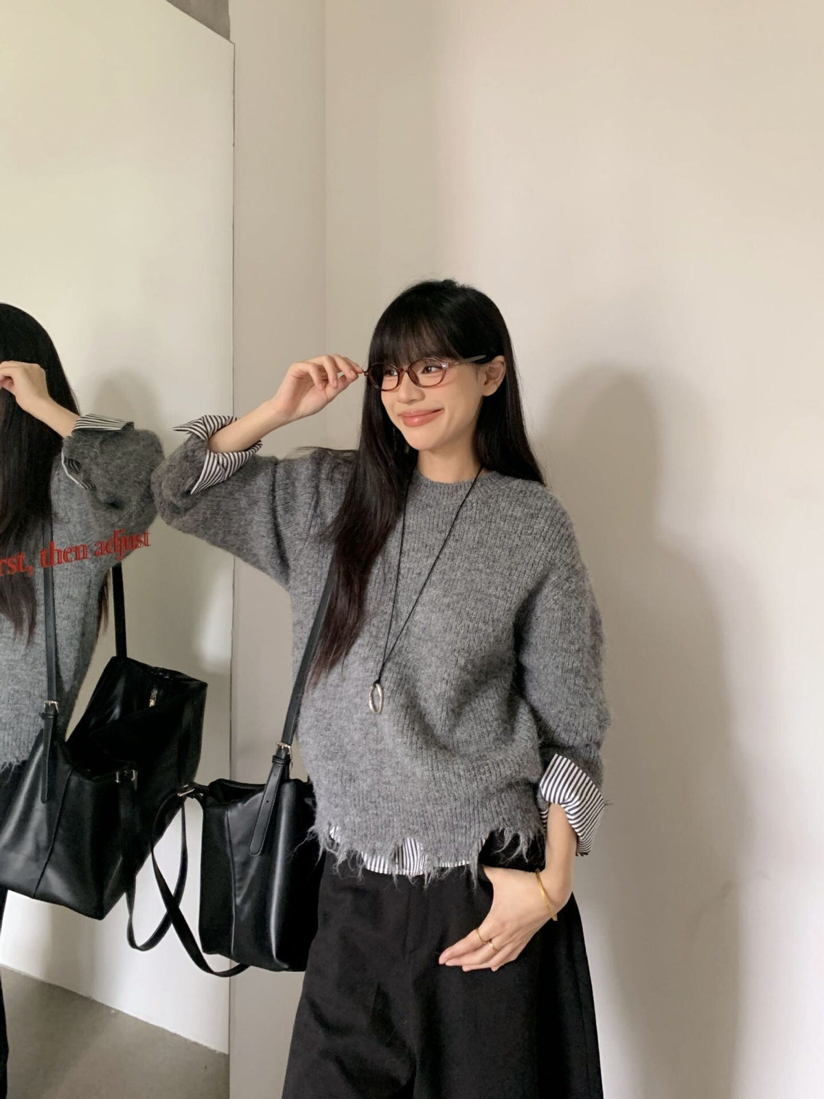 【tops】切り替えニットセーター　M27361
