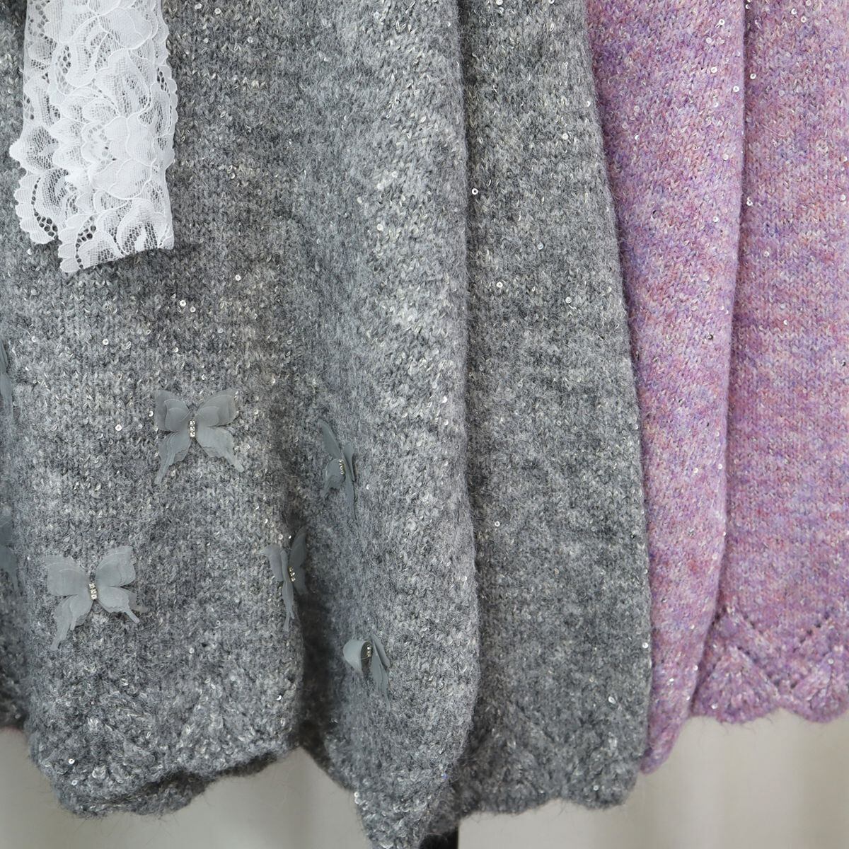 【tops】レース切り替えニットセーター　M28399