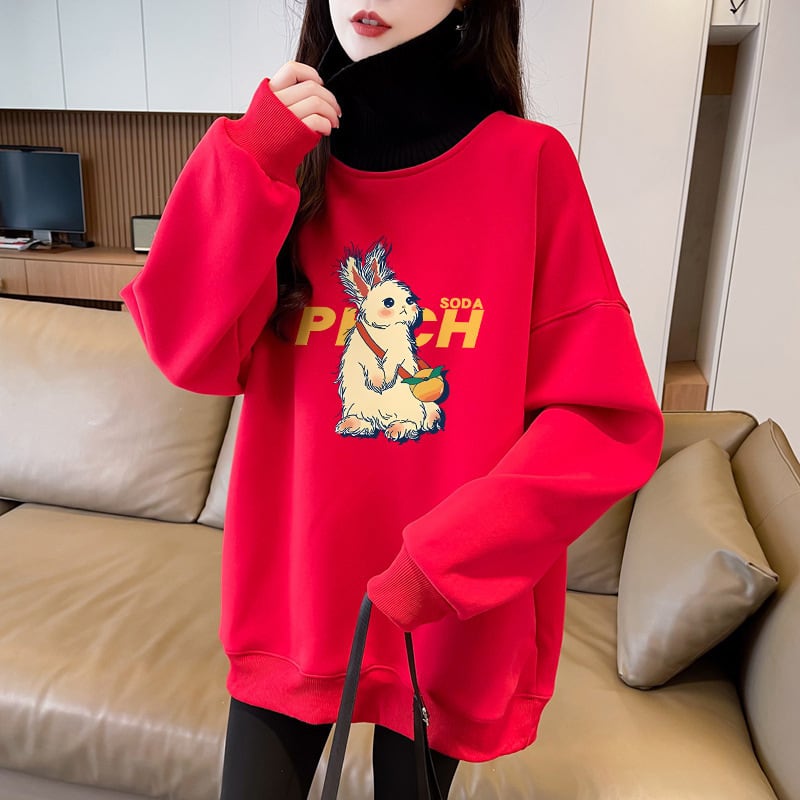 【tops】裹起毛プリントプルオーバー　M28816