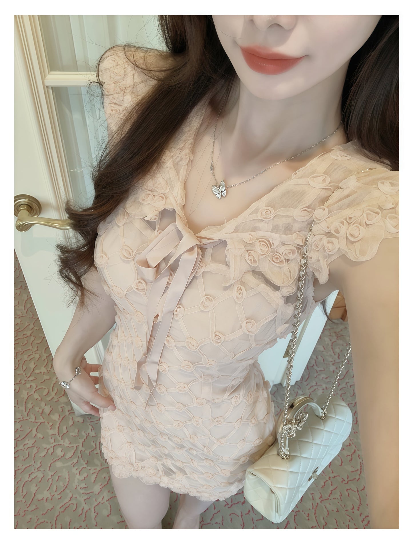 【dress】立体フラワーミニワンピース　N3175