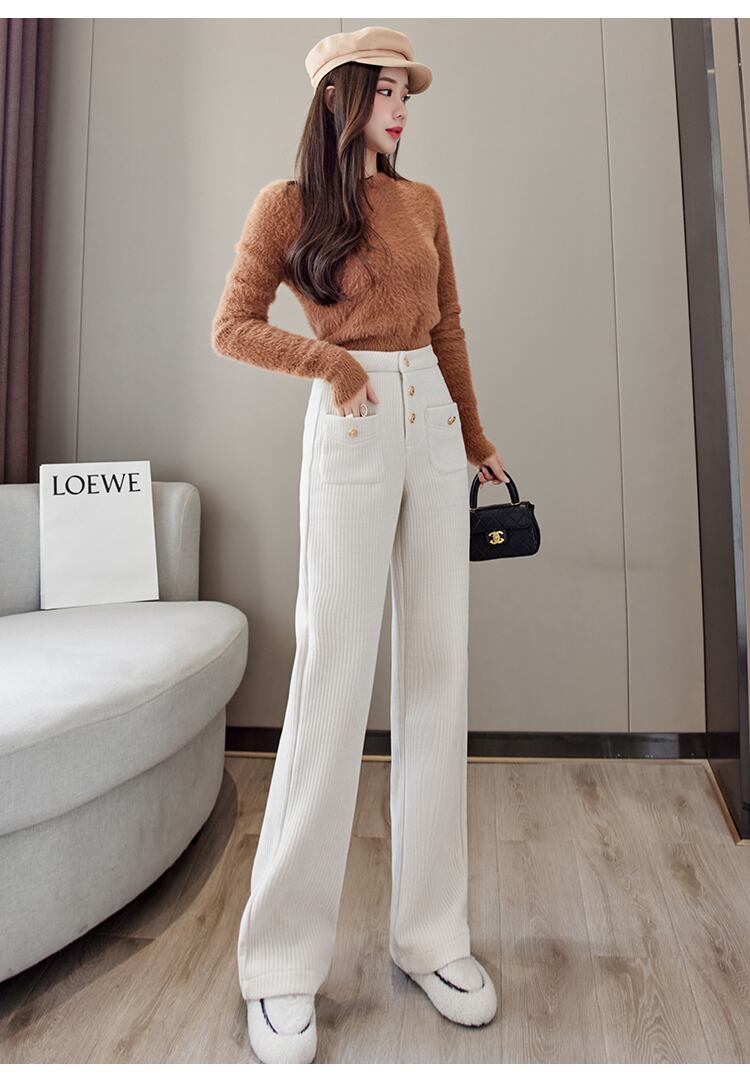 【bottoms】秋冬新作!気質満点レトロ厚手裏起毛着痩せハイウエストガウチョパンツ G4502