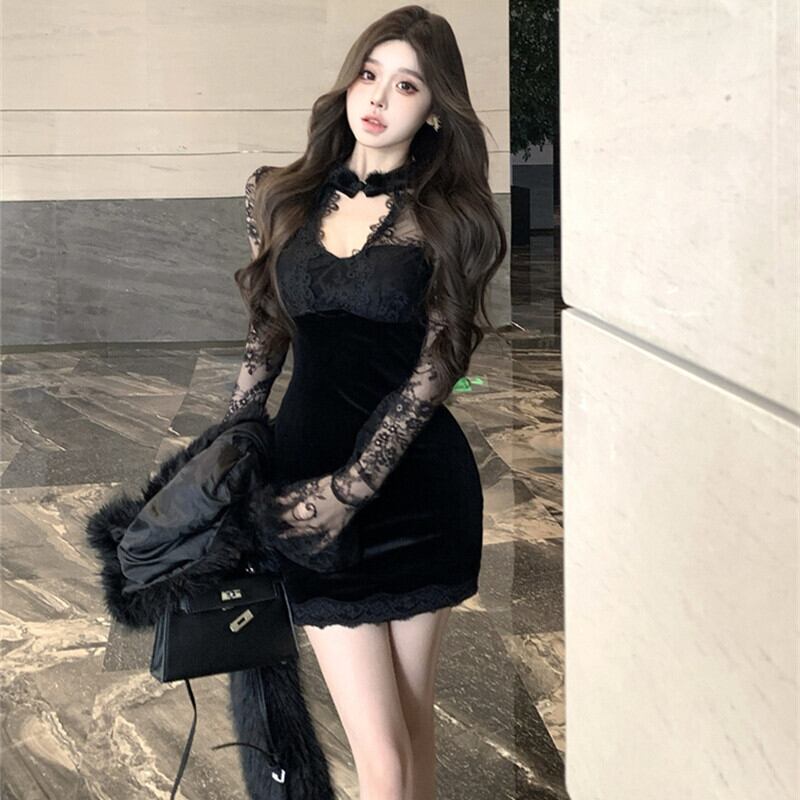 【dress】レースドッキングワンピース　M28494