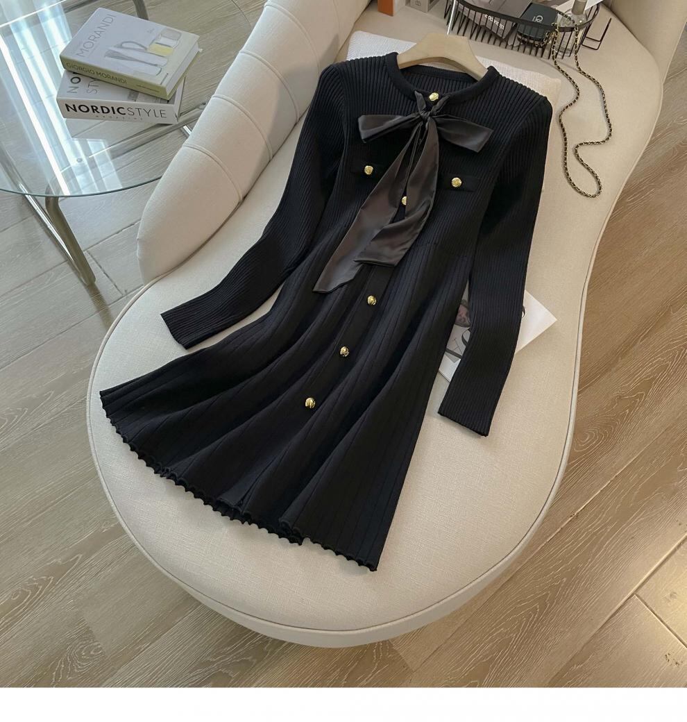 【dress】リボン付きニットワンピース　M18792