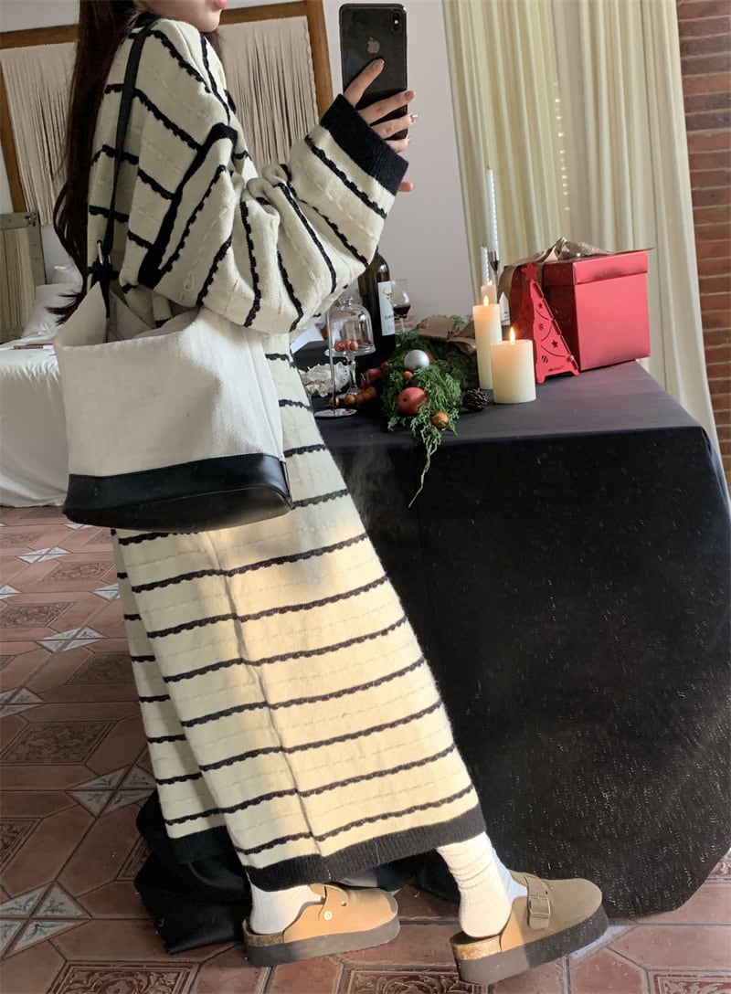 【dress】ボーダー柄ニットワンピース　M28643