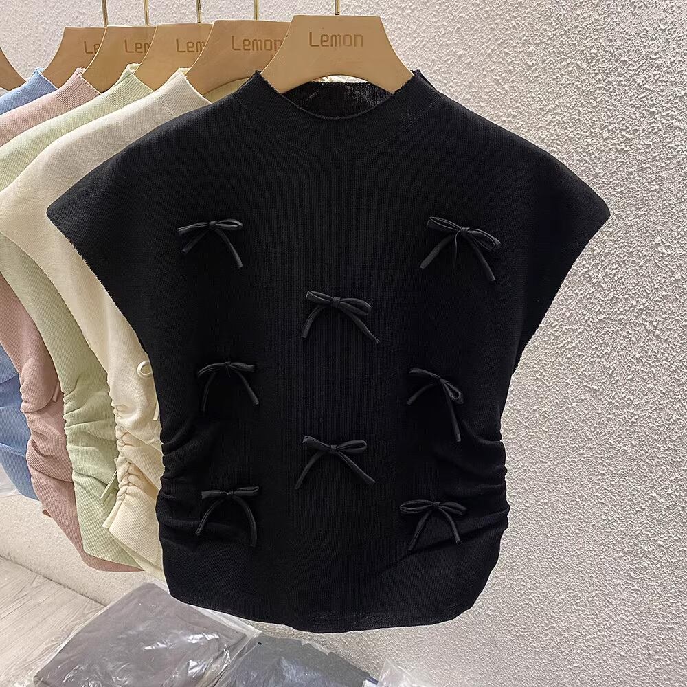 【tops】5色リボンニットタンクトップF7261