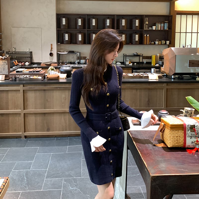 【dress】タイトニットワンピース Q7823