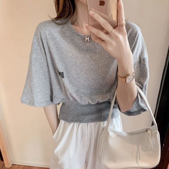 【tops】3色ウェスト絞りＴシャツF7369