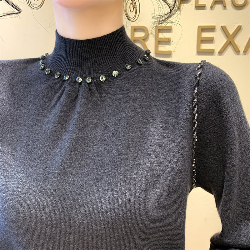 【tops】ビジューニットトップス　M27840