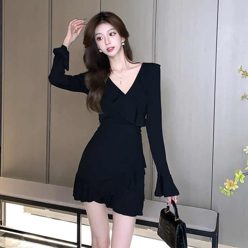 【dress】Vネックワンピース　M25324