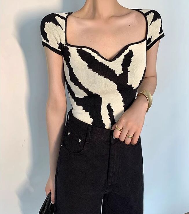 【tops】スクエアネックニットTシャツG20103