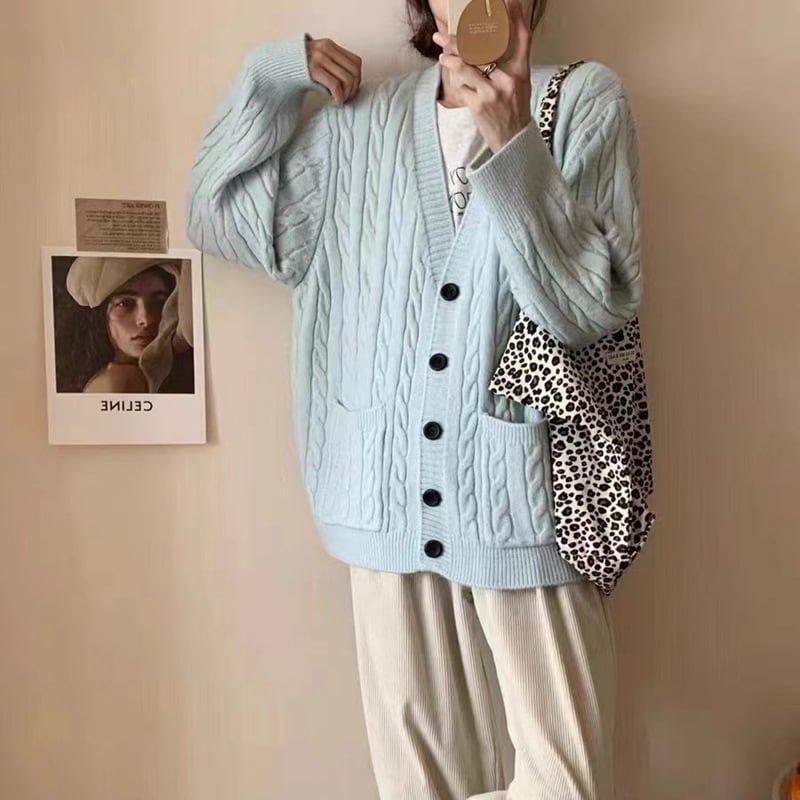 【outer】Vネックニットカーデ　M25949