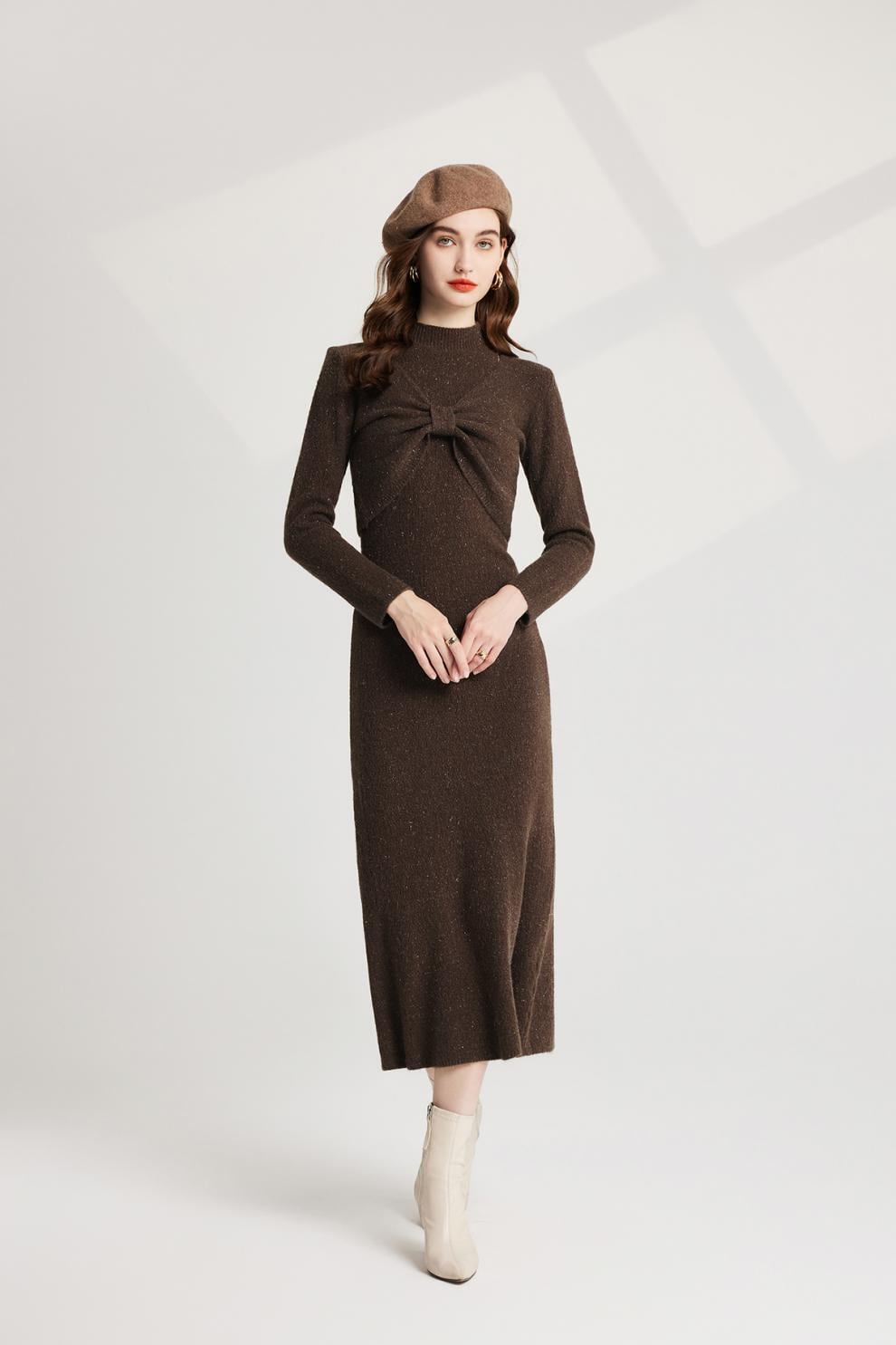 【dress】リボンニットトップス×ベストワンピースセット　M26251