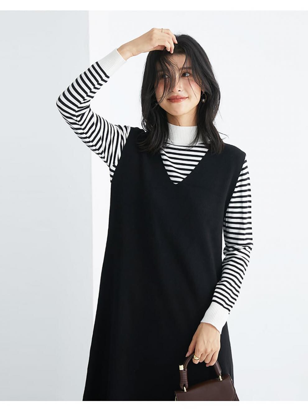 【dress】ドッキングノースリーブワンピース　N2900