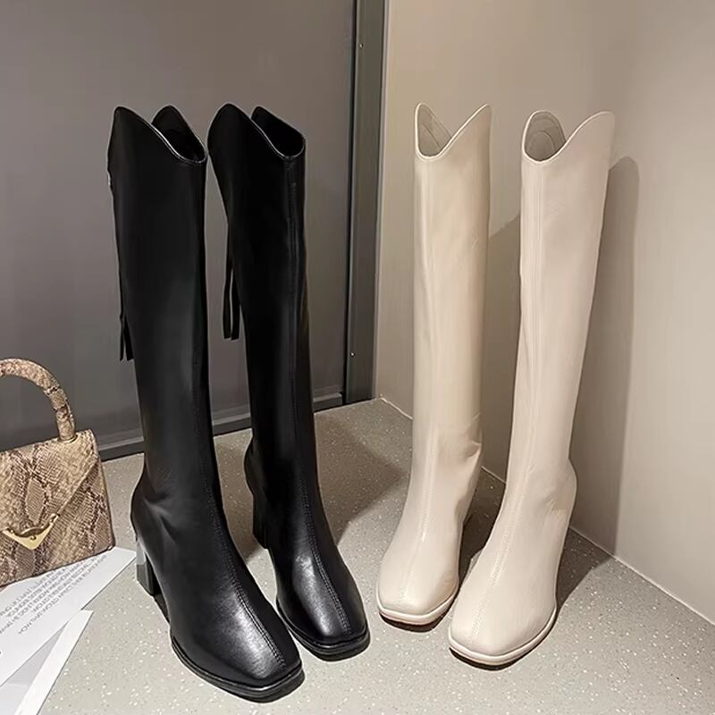 【Shoes】2色展開ロングブーツ Q8364