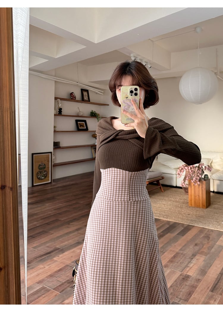 【dress】ツイストクロスドッキングワンピース 　N3398