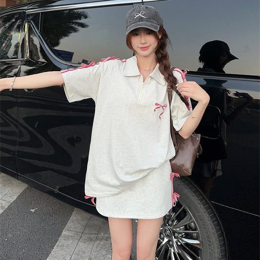 【set】リボンTシャツ+スカート２点セットG21576