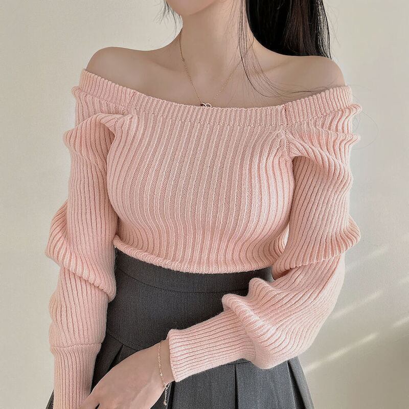 【tops】ランタンスリーブニットトップス　M18652