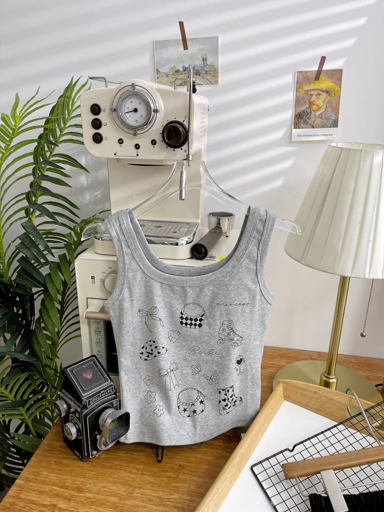 【tops】プリントキャミソール　M24120