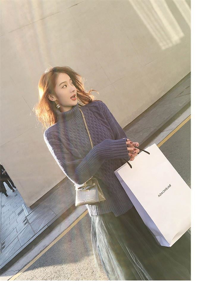 【set】秋冬新作好感度UP!気質満点レトロエレガントオシャレセーター+スカート２点セット G4116