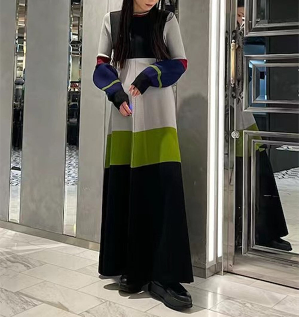 【dress】ドッキングニットワンピース 　N2738