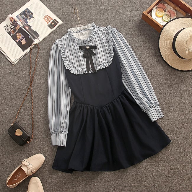 【dress】ドッキングリボン付きワンピース　M18822
