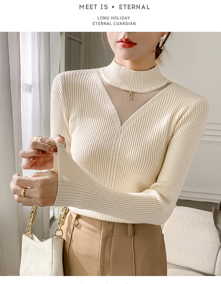 【tops】チュールドッキングニットトップス　M27180