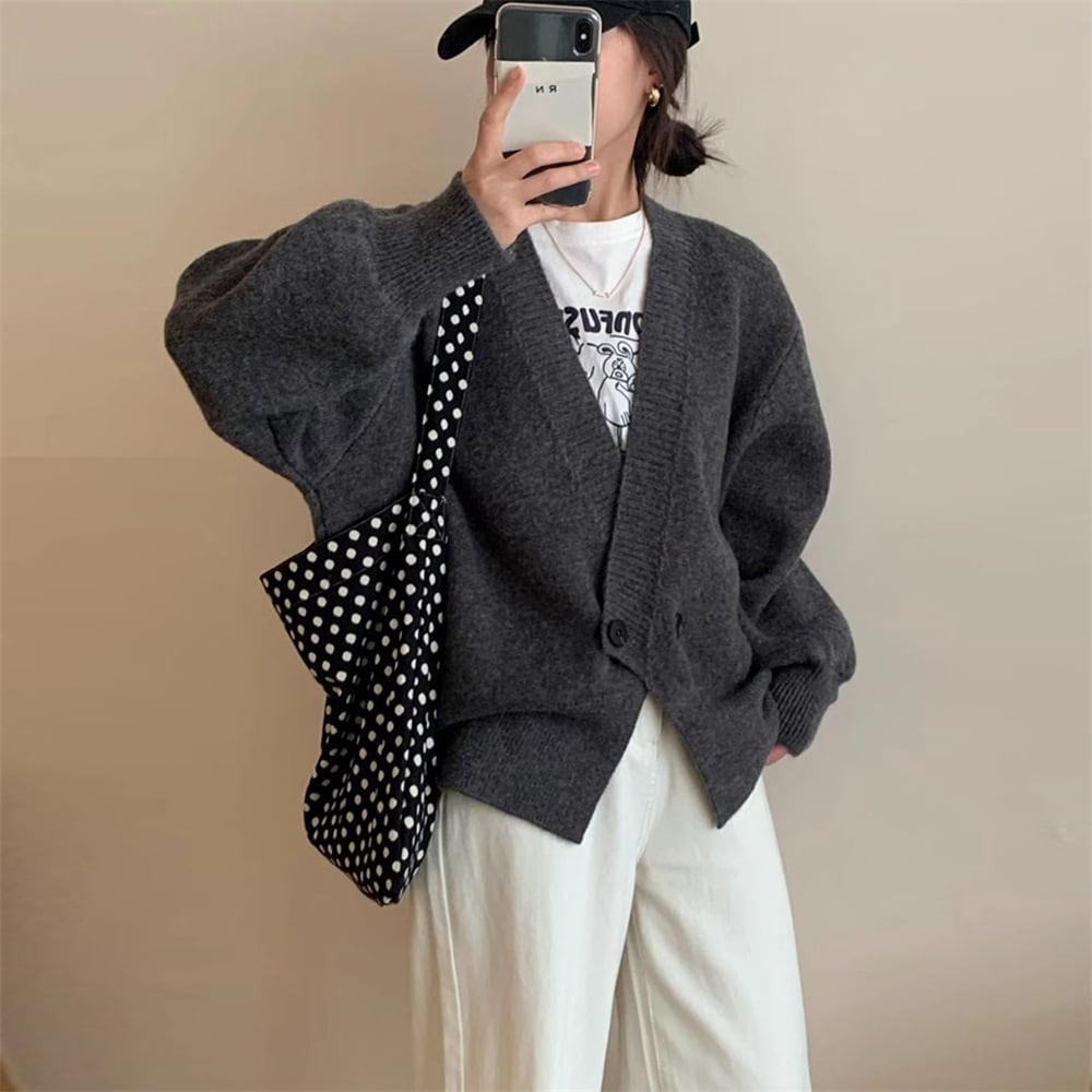 【outer】Vネックニットカーデ　M25974