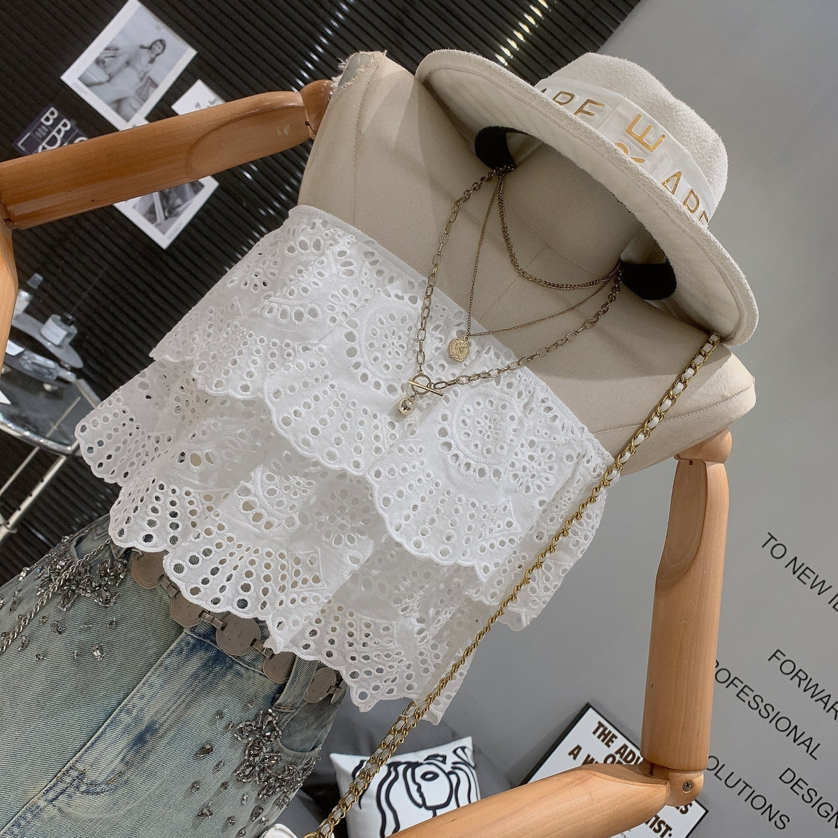 【tops】カットワークベアトップ　M25027