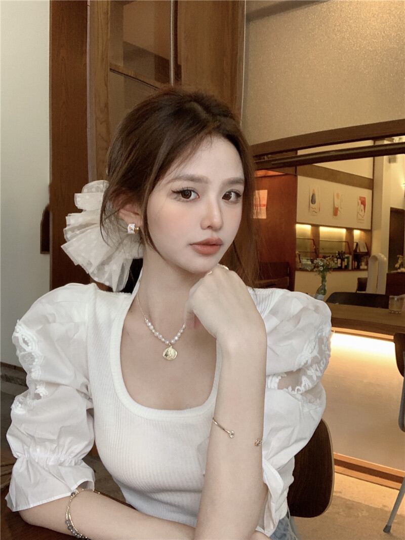 【tops】レース切り替えTシャツG20987