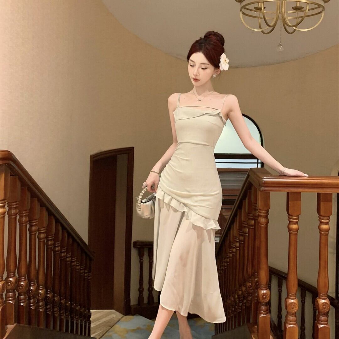 【dress】フリルスリットキャミワンピースG21364