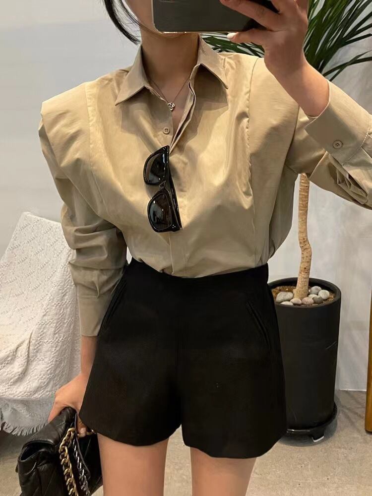 【tops】POLOネック長袖ブラウスF7058