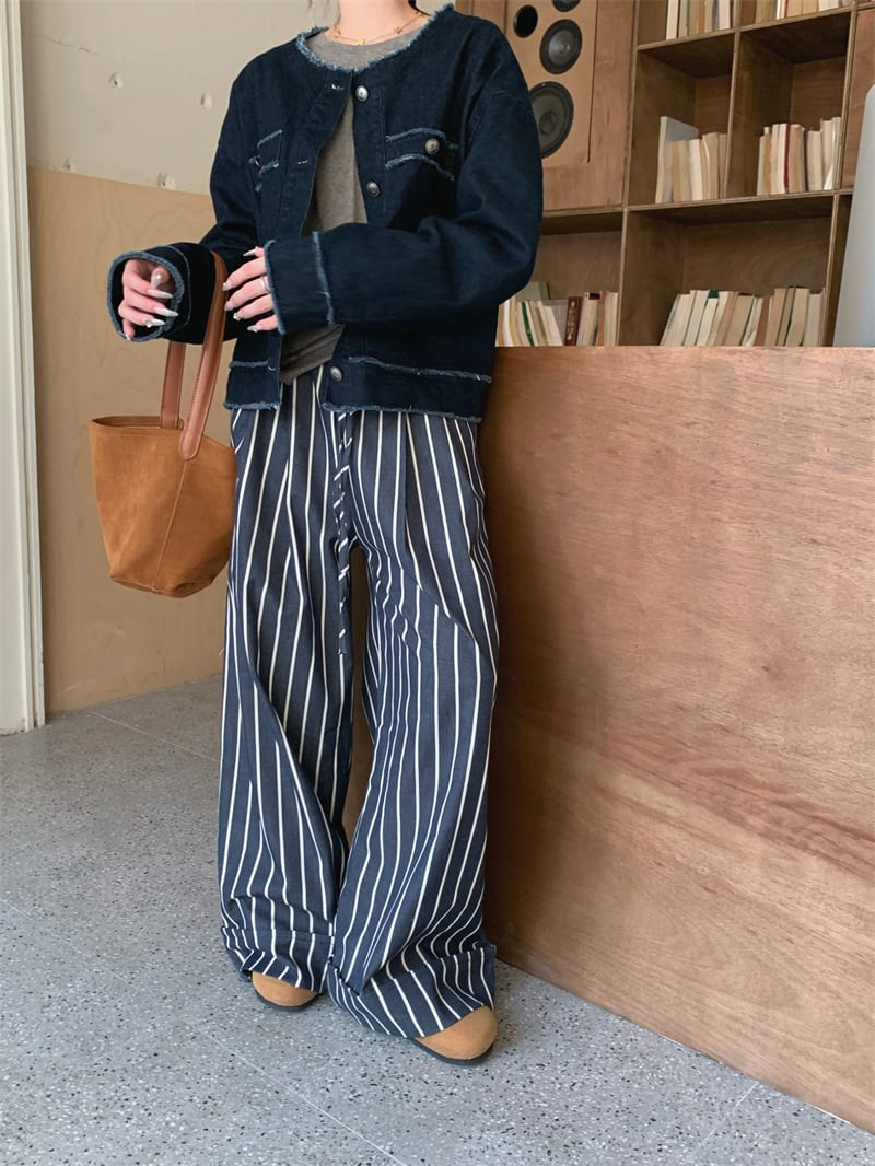 【set】デニムショートジャケット×ワイドパンツセット　M25710