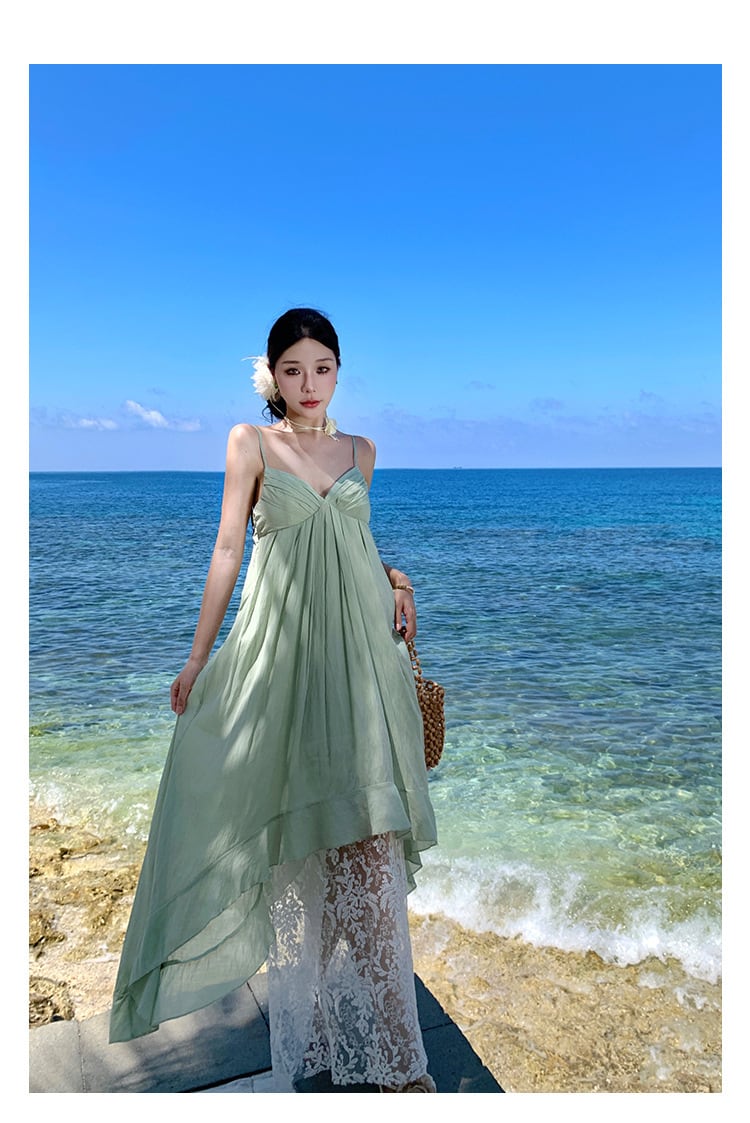 【dress】レース切り替えキャミワンピース　M25185