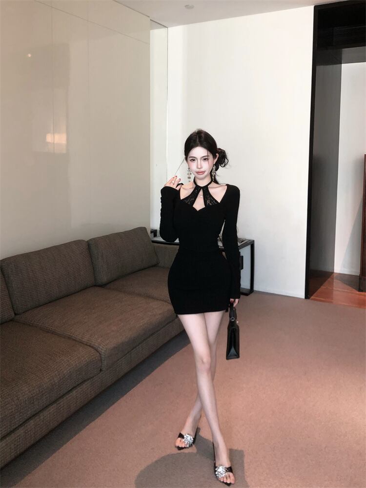 【dress】レース切り替えワンピース　M28909