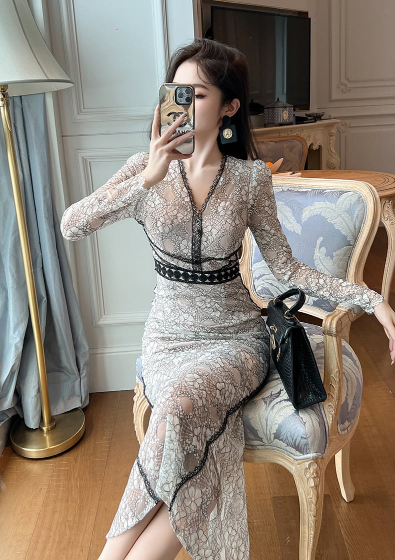 【dress】レースマーメイドワンピース　M28405