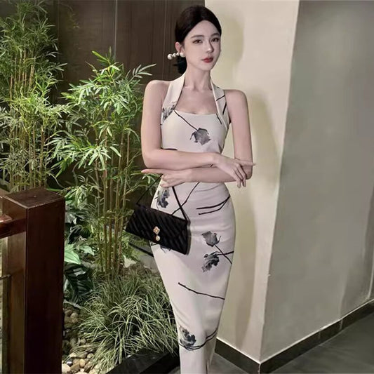 【dress】ホルターネック体型カバーワンピース G21103