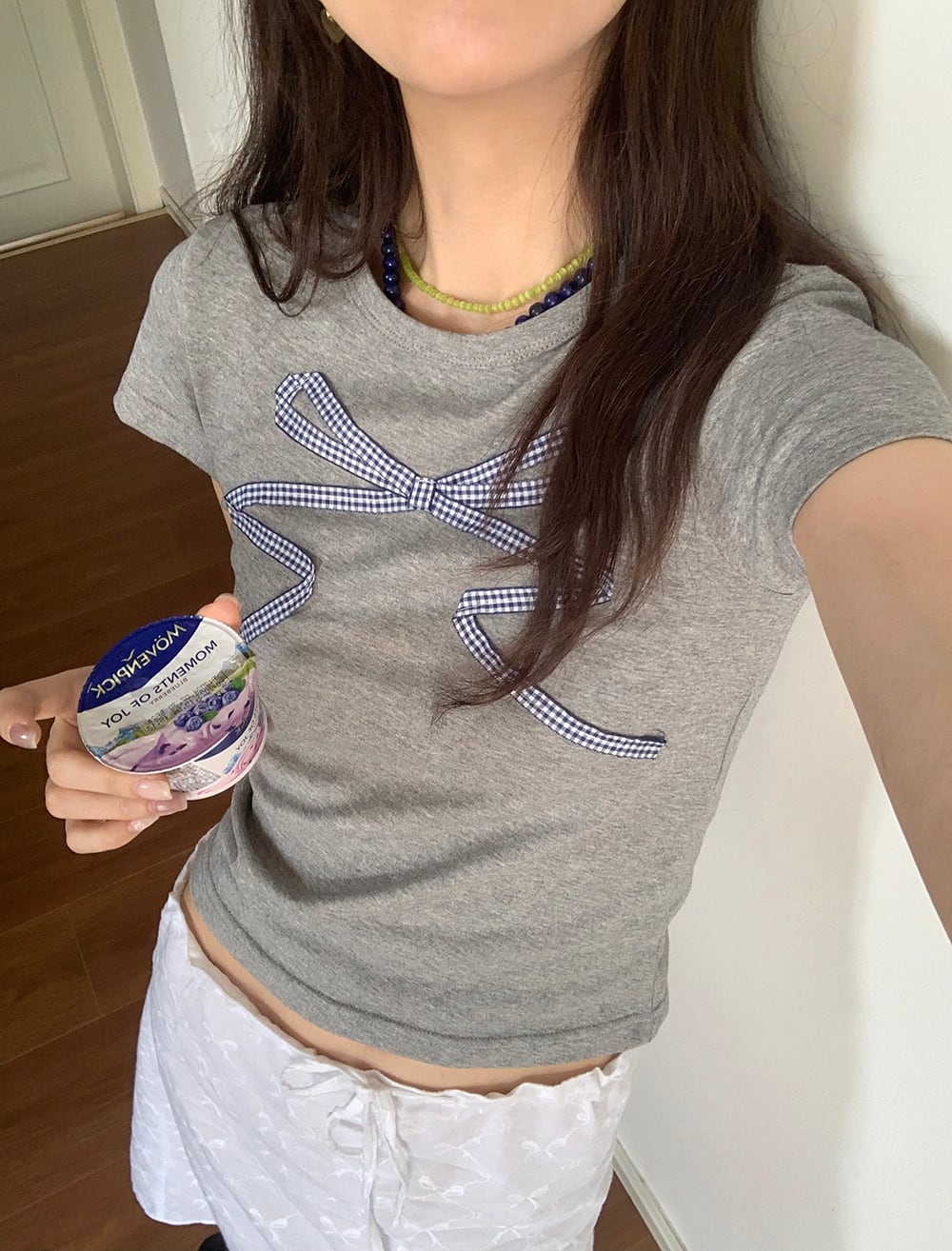 【tops】リボン付きTシャツ　M24988