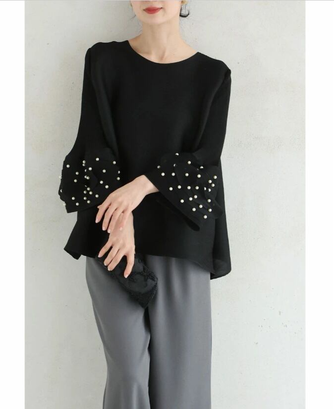 【tops】袖パールトップス　M30189