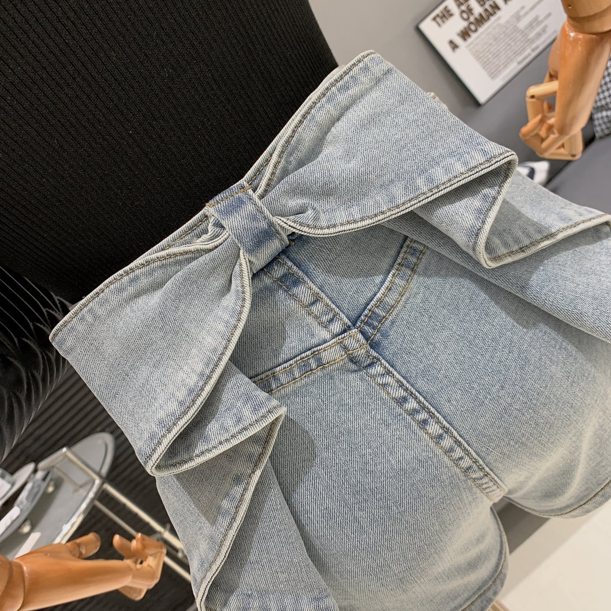 【bottoms】バックリボンデニムショートパンツ　M30724