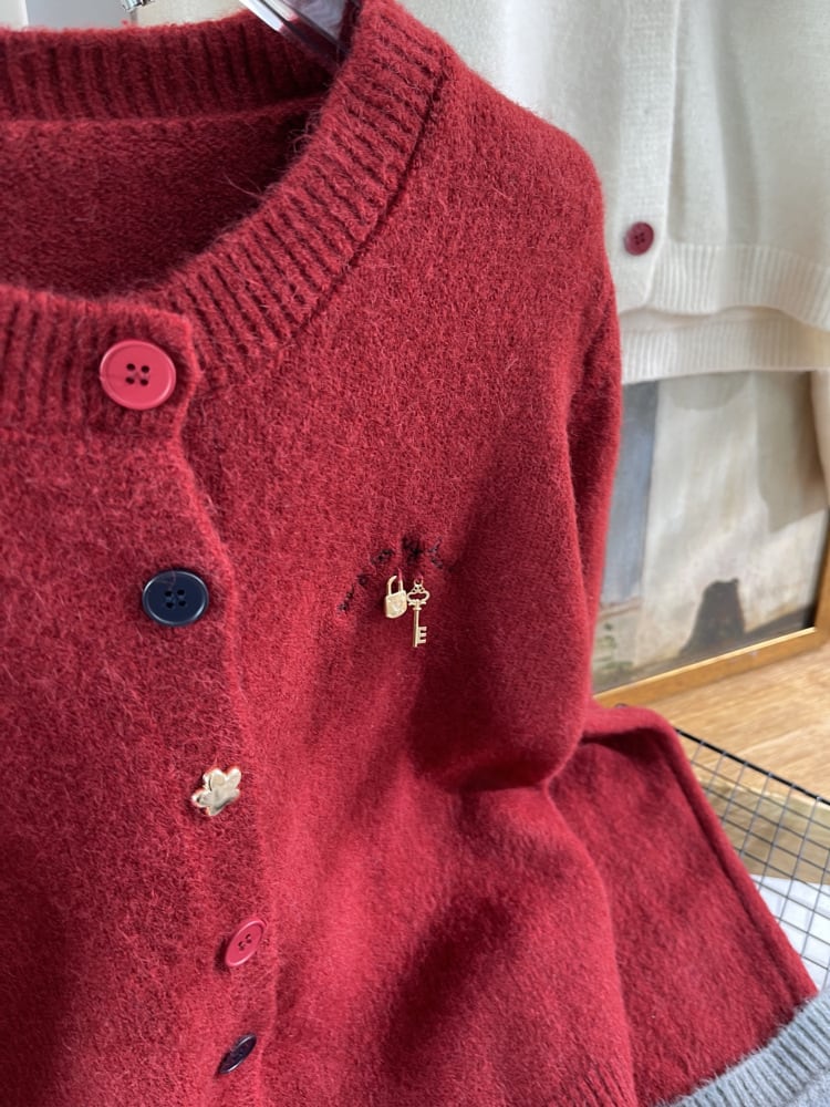 【outer】刺繍ニットカーデ　M28625