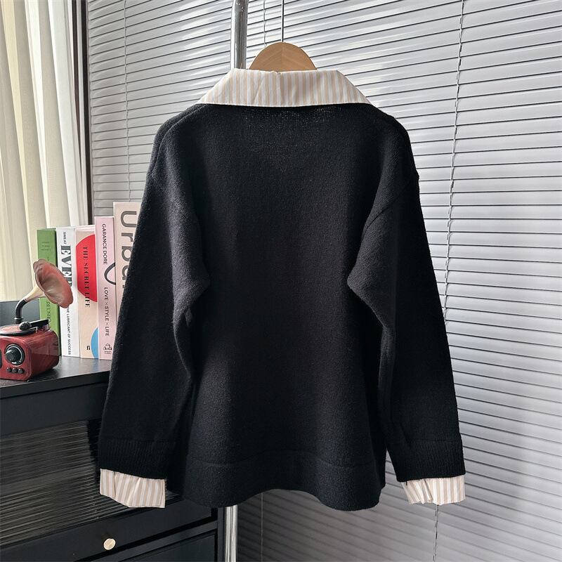 【tops】シャツドッキングニットセーター　M18728